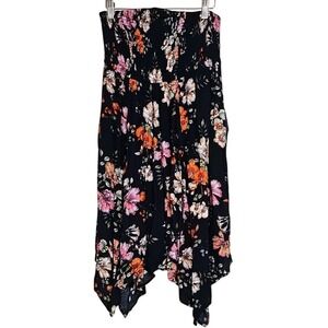 Floral Dress‎ Pockets Torrid Navy Blue Bright Floral Print Size 00 (M/L) EUC